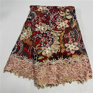 ผ้าลูกไม้ลายขี้ผึ้งปักลายดอกไม้สุดหรูสีทองแกรนด์แกรนด์แวกซ์แอฟริกัน6หลา - Product Image 1