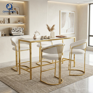 Mesa de Bar Moderna de Lujo en Acero Inoxidable Dorado, Mesa Alta Personalizada para Cafetería, Hotel, Club, Salón de Uñas - Product Image 3