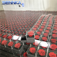 Nouveau design noir avec des roses argentées brillantes Rose préservée enchantée dans une boîte en cuir de luxe haut de gamme