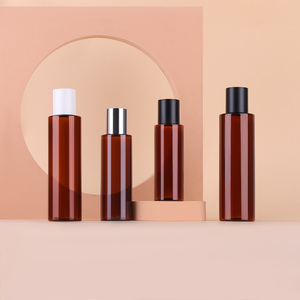 OEM 100ML vide cosmétique ambré transparent et <span class=keywords><strong>vert</strong></span> hydrosol lotion soin de la peau bouteille de toner avec piston et bouchon - Product Image 3