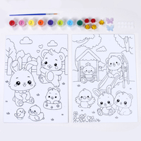 WingArt Enfants Artisanat Peinture Kit Petit Lapin et Ours Mignon Toile Art Verser Peinture Acrylique Ensemble Emballage