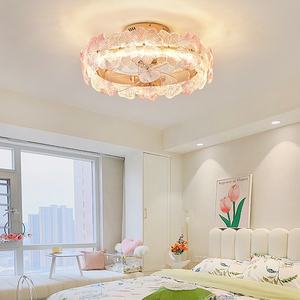 Ventilador LED de lujo moderno, luz colgante, nuevo diseño, Motor de cobre, cristal, tres colores, seis marchas, Control remoto, sala de estar - Product Image 4