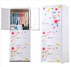 puertas rosa del gabinete Suppliers-Tienda de ropa dos singles de puerta de plástico de 5 capas pantalla cajón gabinetes