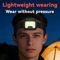 Lampe frontale LED rechargeable 300 lumens, 4 modes, avec clip, contrôle par capteur, flash rouge et bleu pour le jogging, le cyclisme et les activités de plein air