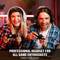 Casque de jeu filaire avec micro anti-bruit, écouteurs stéréo supra-auriculaires 3,5 mm pour PC, design hybride on-ear et over-ear, IPX5