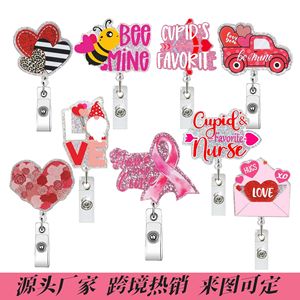 Clip per badge a forma di cuore <span class=keywords><strong>con</strong></span> glitter, divertente, per San Valentino, biglietti da visita, regali aziendali, modello retrattile <span class=keywords><strong>con</strong></span> tirante da 4 cm - Product Image 3