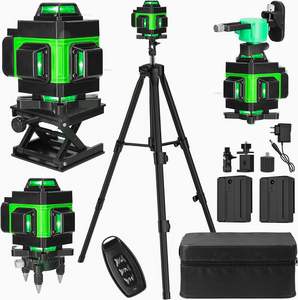 مستوى ليزر 16 خط بزاوية 360 درجة ذاتي التسوية احترافي رباعي الأبعاد بخط أخضر متقاطع مع إضاءة قابلة للتعديل وتحكم عن بعد للبناء - Product Image 1