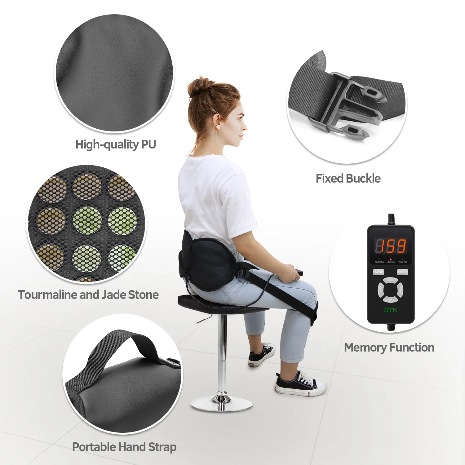 New Arrival Adjustable Lumbar Support Back Massage, Far Infrared Waist Trainer With Back Support