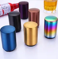 hot selling automatic push down metal custom magnetic bottle beer opener stainless round beer bottle opener with magnet