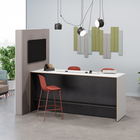 Comptoir de bar en bois de style industriel personnalisable, moderne, durable, écologique, pour usage commercial, réception de sous-sol pour café