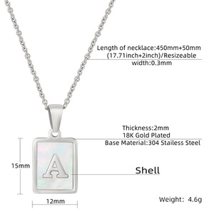 Châu Âu Mỹ phong cách Ins vàng-màu mạ thép không gỉ thư Mặt dây chuyền vòng cổ dát vỏ màu trắng Figaro - Product Image 6