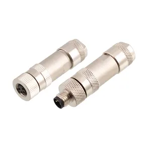 M8 Screw Termination Metal Type Cable Field Connectors 3 4 Pins Straight Male Female Shielded Plug