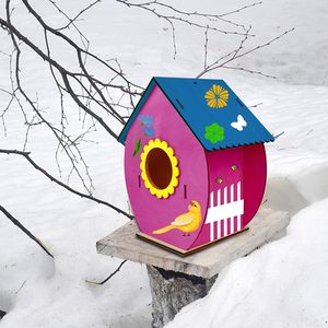 Jouets en bois pour enfants, lot de 4 kits de construction de nichoirs pour oiseaux à peindre soi-même, puzzle en bois à assembler et peindre, construire et peindre un nichoir - Product Image 5