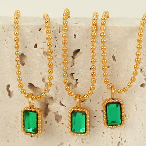 Collar con Colgante de Cristal y Oro de 18K de Lujo, Antideslustre, Acero Inoxidable Altamente Pulido, Accesorios Diarios para Mujer - Product Image 1