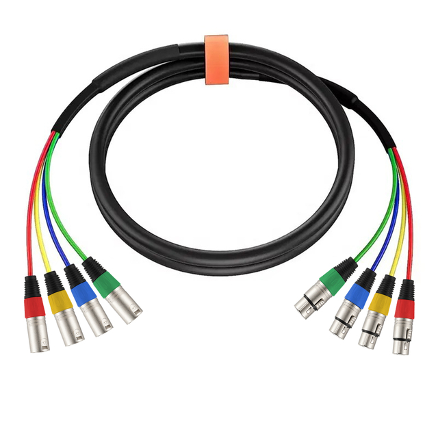 Factory OEM Colored Low Noise 4 Channel XLR Male to XLR Female Audio Snake 3 Pin XLR Splitter Audio Cable Cord for Mixer Speaker