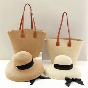 Wholesale Female Wide Brim Summer <b>Straw</b> <b>Hat</b> Large Capacity Paper Woven Bag Beach <b>Straw</b> <b>Hat</b> and Bag - Product Image 1