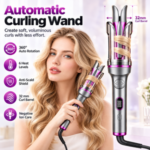 Ionic <b>Hair</b> Curler Fast Heating Curling Iron Adjustable Temperature LED Display Portable <b>Styling</b> <b>Tool</b> - Product Image 2