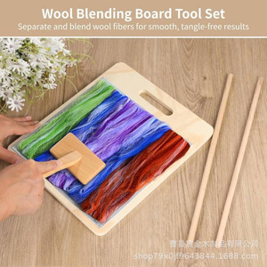 Wooden <b>Wool</b> Combing Brush Set With Adjustable Support For Spinning Fibers And Yarn Desktop <b>Craft</b> Tool Striped Pattern - Product Image 2