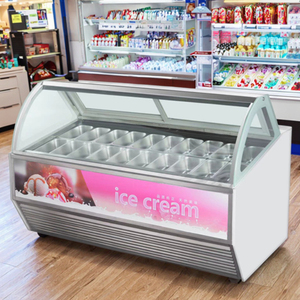 Fabricantes de Gelato todo en uno <span class=keywords><strong>Puerta</strong></span> corrediza de vidrio para negocios Tienda de conveniencia de 12 sabores Vitrina de congeladores de helados - Product Image 1
