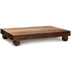 Plateau en bois massif carbonisé avec pieds, style vintage, plateau de rangement de bureau rectangulaire pour café, thé, collations - Product Image 4