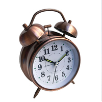Wekker 4 inch Twin Bell Vintage Stil, niet-tikkende quartz, werkt op batterijen, extra luid met achtergrondverlichting voor zware slapers aan het bed
