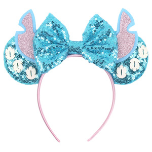 Diadema de Orejas de Ratón Navideñas con Lazo de Lentejuelas Azules, Gorro de Santa Claus y Adorno de Aloe Vera para Niños - Accesorio para el Cabello con Temática Navideña para Parques de Atracciones - Product Image 4