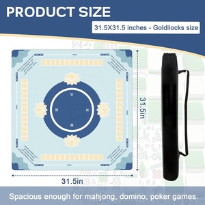 Tapis de Mahjong de Luxe en Caoutchouc Bleu Antidérapant et Anti-Bruit de 31,5 x 31,5 Pouces pour le Divertissement - Vente en Gros Usine - Product Image 5