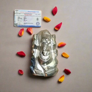 Ganesha de pirita de 1 pulgada |   Ídolo de Ganesha de Cristal Natural para la Buena Suerte y la Abundancia - Product Image 1