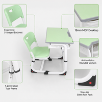 Ensemble bureau et chaise ergonomiques durables pour étudiants, réglables en hauteur, mobilier scolaire, table individuelle pour centre de formation
