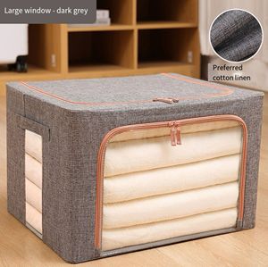 Boîte de rangement en tissu pliable en coton et lin avec logo personnalisé 24L/66L/100L Organisateur de boîtes à vêtements Organisateur de boîtes à vêtements Bacs - Product Image 5