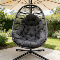 Panier de patio extérieur en acier osier rotin balançoire œuf chaise suspendue balançoire de jardin avec support