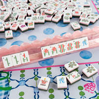 Ensemble de Mahjong Américain Personnalisé en Gros, Tuiles à Dos Nacré Scintillant, 160 Pièces, 4 Couches, Gravé de Qualité Supérieure, pour Divertissement et Jeu de Poker
