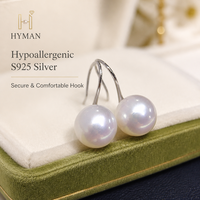 Élégantes boucles d'oreilles clous en perles d'eau douce Edison blanches rondes de qualité AAA de 10-11 mm en argent S925 pour femmes