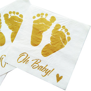 Bán buôn dùng một lần tùy chỉnh in giấy khăn ăn 2-ply 33*33cm 1/4 gấp bé dấu chân mô hình Khăn ăn cho cuộc sống hàng ngày sử dụng. - Product Image 5