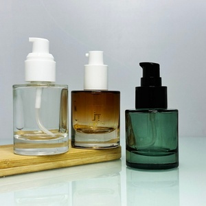 Thick Wall Clear Frosted 30ml Glass <b>Dropper</b> <b>Bottle</b> 1OZ Glass Cosmetic Toner Pump Serum <b>Bottle</b> for Skincare - Product Image 3