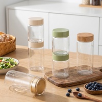 Pot en verre borosilicate haut de gamme en gros, 65 mm, 200 ml-500 ml, forte visibilité sur les rayons pour vitamines et café