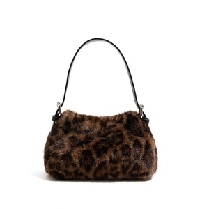 Borsa a Tracolla Personalizzata con Stampa Leopardata in Peluche, Moda Autunno Inverno per Donne, Borsa con Manico in PU, Fodera in Poliestere, <span class=keywords><strong>Outlet</strong></span> di Fabbrica - Product Image 1