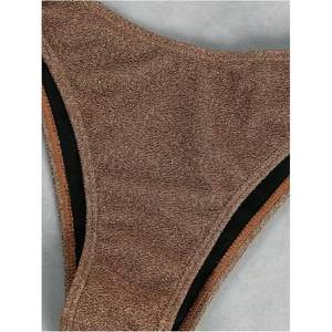 Ensemble de bikini triangle dos nu personnalisé pour femme, maillot de bain deux pièces coupe haute, string extensible en Spandex et Nylon - Product Image 5