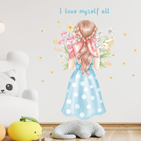 Pegatinas de pared personalizadas con diseño de chica encantadora, reutilizables, estilo Art Deco, troqueladas, de PVC autoadhesivas, para decoración del hogar.