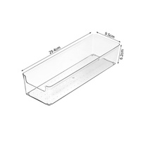 Boîte de rangement transparente en plastique à combinaison libre et tailles multiples pour tiroirs, idéale pour ranger les fournitures de bureau et les ustensiles.