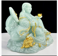 Ornements Bouddha en Résine, Statue de Bouddha Maitreya Ruyi de la Fortune, Peinte à la Main, Objets Artistiques pour la Maison, Salon