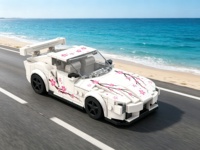 Kit de construction de voiture en forme de fleur de cerisier Sakura blanche, jouets de construction, bricolage, objet de collection, cadeau, décoration, modèle, ornement