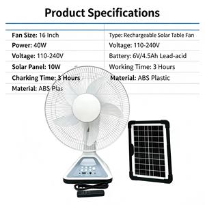 Ventilateur extracteur solaire de classe A, rechargeable, avec panneau solaire pour la maison - Product Image 3