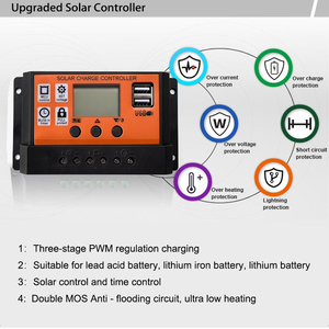 <span class=keywords><strong>Contrôleur</strong></span> de Lampadaire <span class=keywords><strong>Solaire</strong></span> Noir DC 11.1V PWM LCD, Régulateur de Charge <span class=keywords><strong>Solaire</strong></span> 12V 24V 10A 20A - Product Image 3
