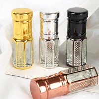 Botol Attar Oktagonal Kosong 3 ml 6 ml 12 ml dengan Tongkat Kaca, Botol Roll-on Minyak Pijat Kaca Kecil Baru