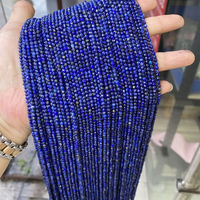 2 3 4mm de haute qualité A + Lapis Lazuli bleu naturel petites perles de pierre à facettes cordes rondes à facettes perles d'espacement pour la fabrication de bijoux