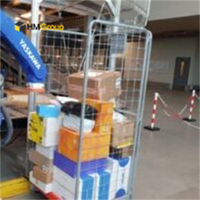 Chariot portatif Offre Spéciale de cage de petit pain de grillage latéral de l'acier 3 en métal emboîtable de transport pour le stockage d'entrepôt