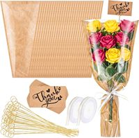 Kit de sacs en papier kraft écologiques de luxe pour emballer des fleurs, avec ruban, étiquette dorée, logo personnalisé en usine, vente en gros