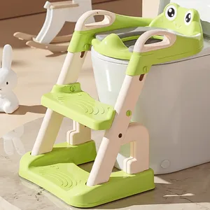 卡通婴儿马桶梯子马桶辅助框架可折叠可调高度防滑儿童马桶训练脚凳