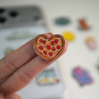 Autocollants personnalisés en métal émaillé pour téléphone, adhésifs 3M, motifs Matcha, Café, Thé, Pizza, Popcorn, Cœur, Citation Arabe, Anatomie, pour coque de téléphone décorative